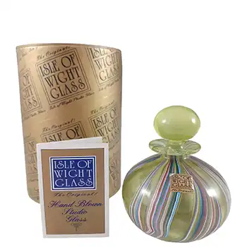 SIGNED & BOXED Isle of Wight Studio 'Zanfirico Pietra' Yellow Glass Bottle