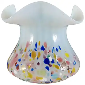Kralik Czech Opaline / Opalescent Spatter Glass Vase