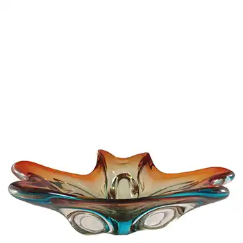 Vetreria Artistica Colonna Murano Red & Blue Sommerso Glass Lobed Bowl