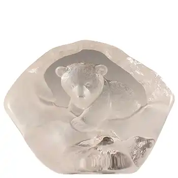 SIGNED Mats Jonasson #3549 Swedish Glass Bear Paperweight