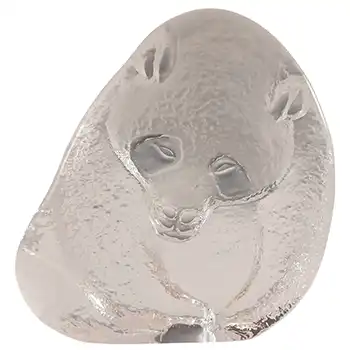 SIGNED LARGE Mats Jonasson / Royal Krona #33068 Glass Panda Sculpture