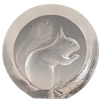 SIGNED Mats Jonasson Swedish Glass Squirrel Paperweight