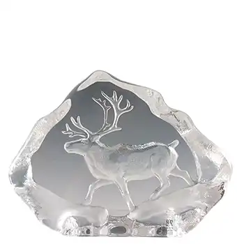 SIGNED Mats Jonasson #3597 Swedish Glass Stag / Deer Paperweight