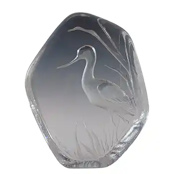 SIGNED Mats Jonasson #3267 LARGE Glass Avocet Bird Sculpture