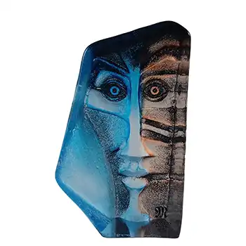SIGNED Mats Jonasson #8161 Glass 'Zador' Masqot Face Sculpture