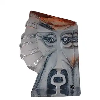Mats Jonasson #8163 Glass 'Shama' Masqot Face Sculpture - Signed
