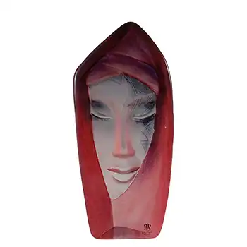 SIGNED Mats Jonasson #65116 Glass 'Batzeba' Masq Face Sculpture