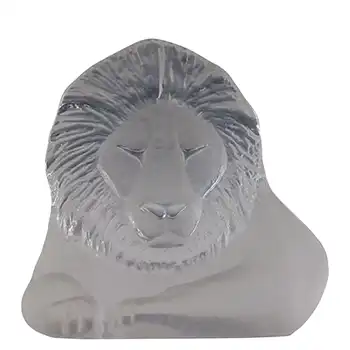 SIGNED Mats Jonasson / Royal Krona #3141 Glass Lion Sculpture