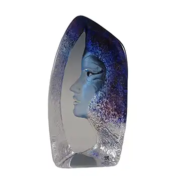 SIGNED Mats Jonasson #65134 Glass 'Dafne' Masq Face Sculpture