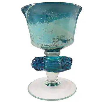 ARTIST SIGNED Mdina 'Blue Summer' Eric Dobson 1977 Glass Chalice / Goblet Vase
