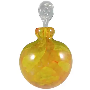 SIGNED Mdina Orange Glass Decorative Bottle - Maltese Cross