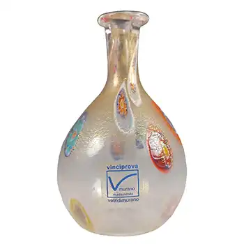 LABELLED Vinciprova Murano Murrine Canes & Gold Leaf Glass Vase