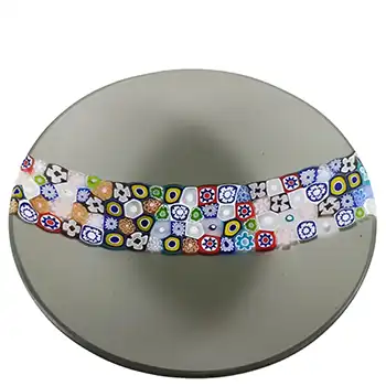 Murano Grey Glass Bowl w/ Effetre Millefiori Murrine Canes