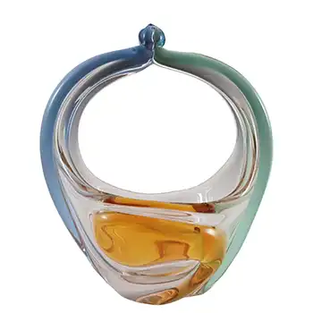 Mstisov Czech Glass Rhapsody Basket Bowl / Vase by F Zemek