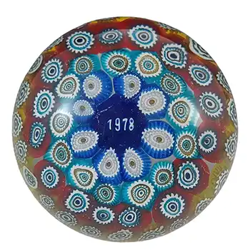 Barovier & Toso Murano Millefiori Glass '1978' Date Paperweight