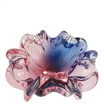 SIGNED Oball Murano Pink & Blue Glass Organic Ashtray Bowl