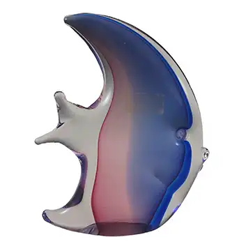 LABELLED Oball Murano Blue & Pink Sommerso Glass Fish Sculpture