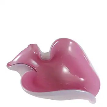 Murano Vintage Pink & Opalescent White Glass Ashtray Bowl