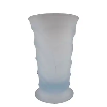 Bagley #3153 Art Deco Frosted Blue Glass 'Osprey' Vase