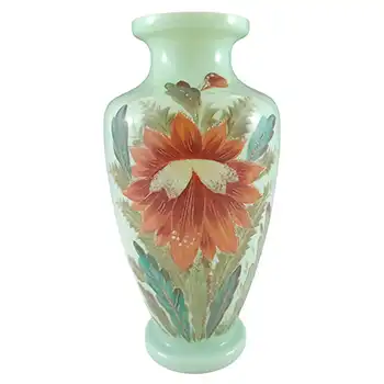 Victorian Large Bohemian Hand Painted / Enamelled Glass Vase