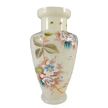 Victorian Bohemian Hand Painted / Enamelled Uranium Glass Vase
