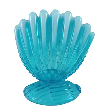 Henry Greener 1890's Victorian Blue Pearline Glass Shell Vase