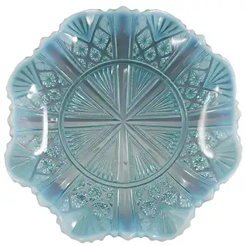 Davidson Blue Pearline Glass Victorian 'Lords + Ladies' Bowl