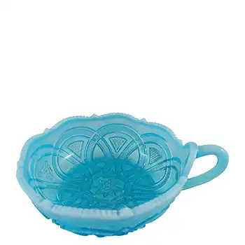 Davidson 1900s Blue Pearline Glass "Linking Rings" Bowl