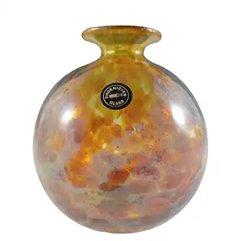 Phoenician Maltese Orange Glass Globe Vase - Labelled