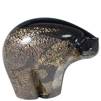 Isle of Wight Studio 'Azurene Black' Glass 'Minimals' Polar Bear