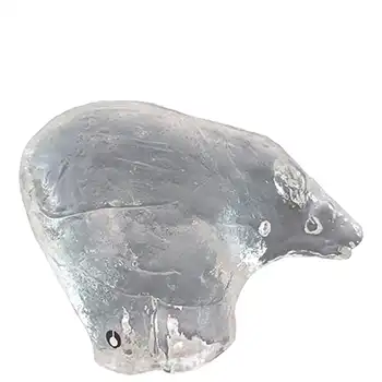 LABELLED Pukeberg Swedish Glass Polar Bear Paperweight