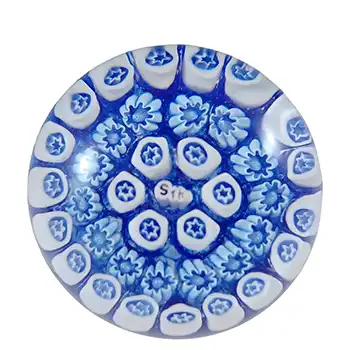 John Deacons Miniature STK St Kilda Blue Glass Millefiori Paperweight