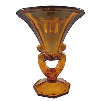 Libochovice Czech Art Deco 1930s Amber Glass Lady / Ladies Vase