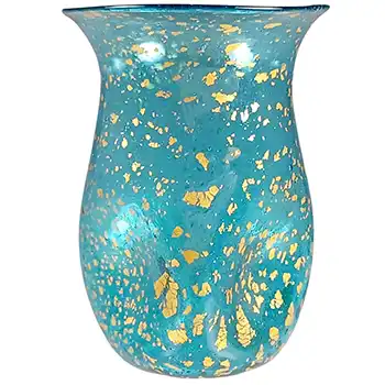 Salviati Murano Blue Glass & Gold Leaf Miniature Vase