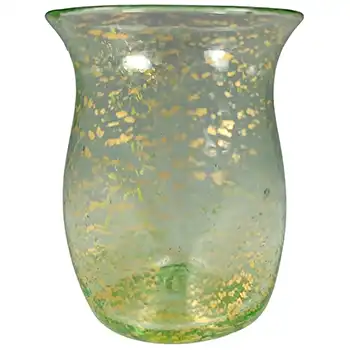Salviati Murano Green Glass & Gold Leaf Miniature Vase
