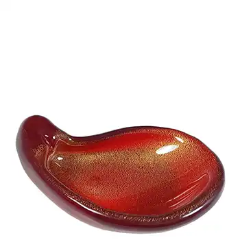 Seguso Vetri d'Arte #7893 Murano Red & Gold Leaf Glass Bowl by Flavio Poli