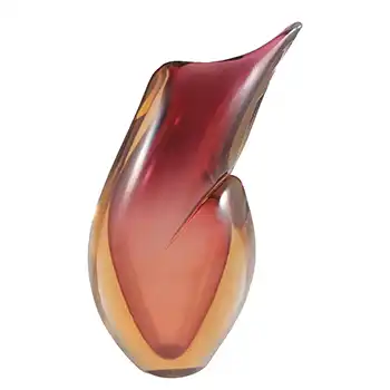Arte Nuova Murano / Venetian Pink & Amber Sommerso Glass Vase