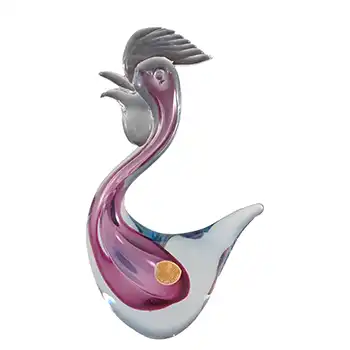 Murano Purple & Blue Sommerso Glass Hans Geismar Cockerel Figurine