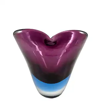 Murano / Venetian Purple & Blue Sommerso Glass Organic Vase