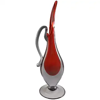 Murano Venetian Red & Grey Sommerso Glass Jug / Vase