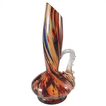 Welz Bohemian Oxblood Red, Blue & Cadmium Yellow Spatter Glass Vase