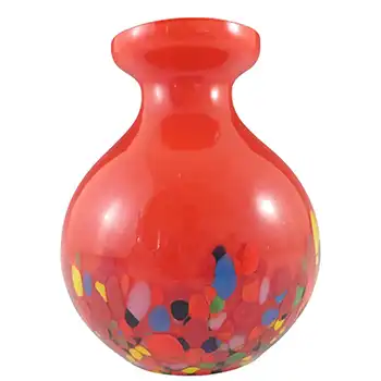 Ernst Steinwald / Franz Tomschick Czech Red Spatter Glass Vase