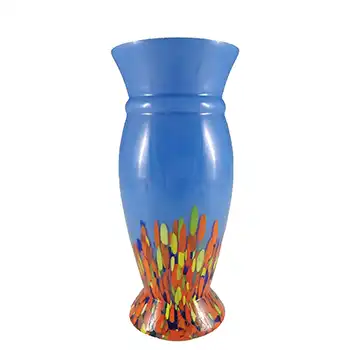 Ernst Steinwald / Franz Tomschick Czech Blue Spatter Glass Vase