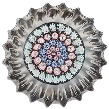 John Deacons STK St Kilda Purple Glass Millefiori Star Paperweight