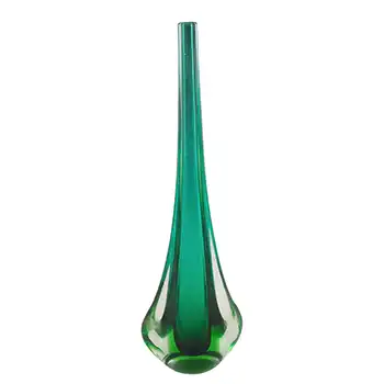 Murano Sommerso Vintage Turquoise & Green Glass Stem Vase