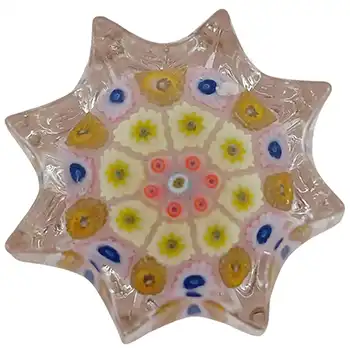 Strathearn #P13 Scottish Pink Glass Millefiori Miniature Star Paperweight