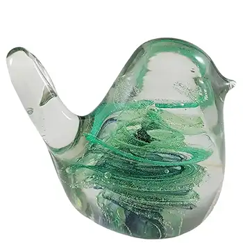 LABELLED Isle of Wight Studio Green & Clear Glass Bird