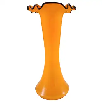 Czech Art Deco Vintage Orange & Black Tango Glass Vase