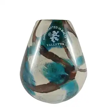 Valletta Maltese Brown & Blue Glass Vintage Vase - Signed