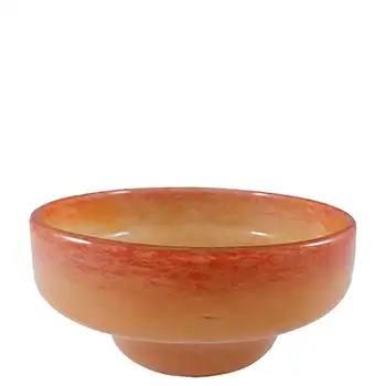 SIGNED Vasart LARGE 8" Scottish Orange Mottled Glass Bowl B007